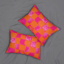 Load image into Gallery viewer, Hot Neon Orange and Pink Checker Lumbar Pillow