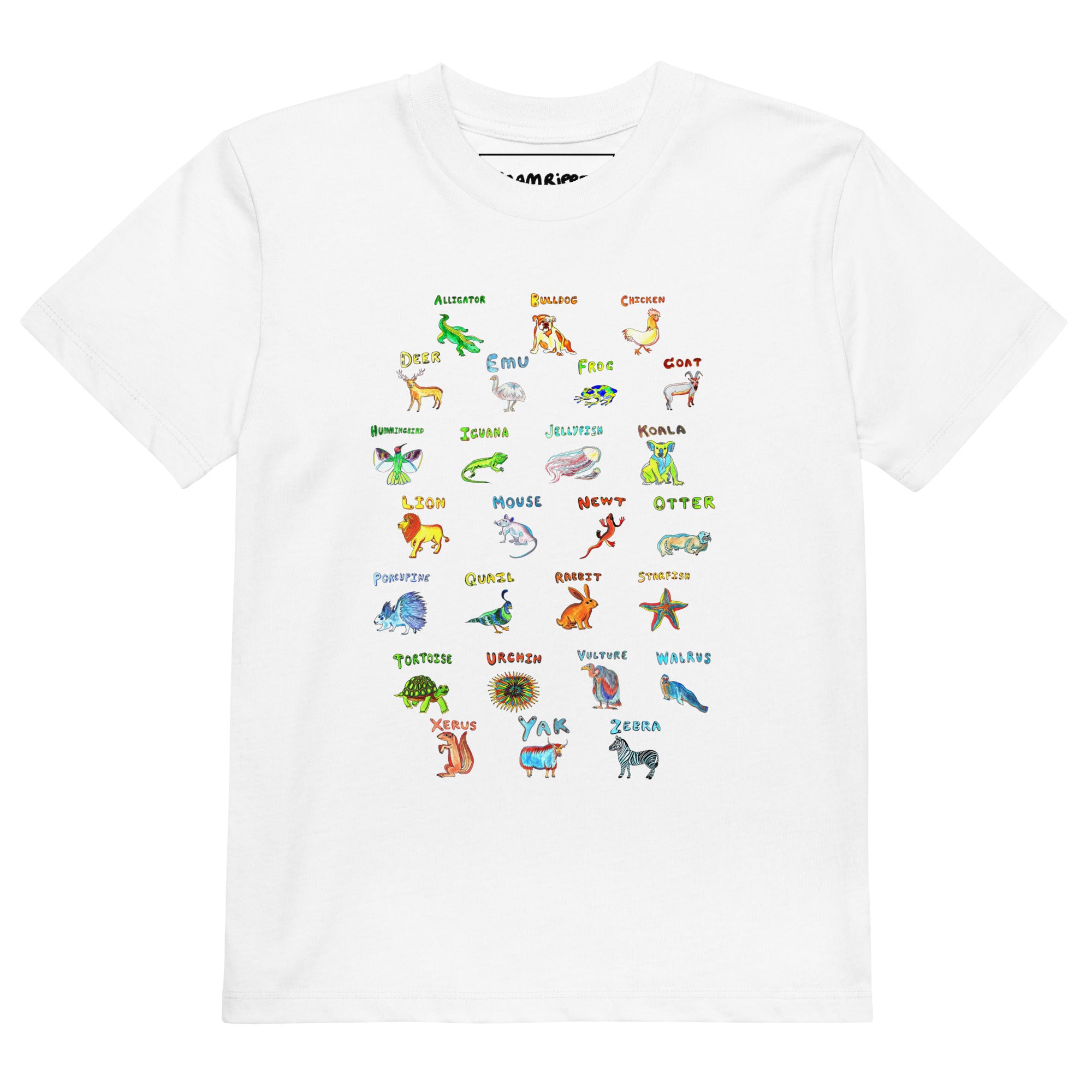 Animal A-Z Alphabet Organic cotton kids t-shirt