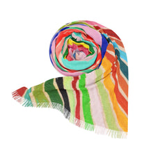 Load image into Gallery viewer, Big Rainbow Watercolor Stripe Lightweight Scarf
