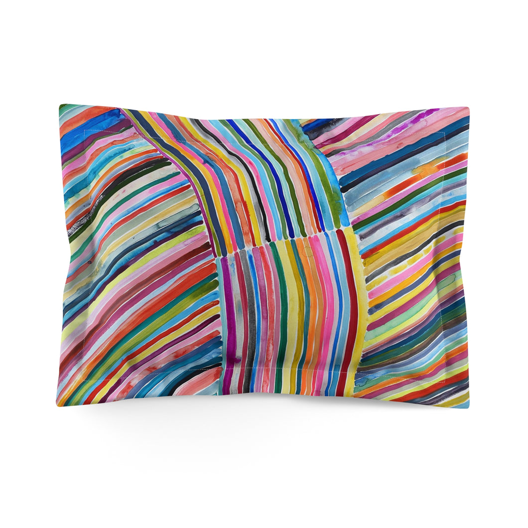 Rainbow Stripe Microfiber Pillow Sham