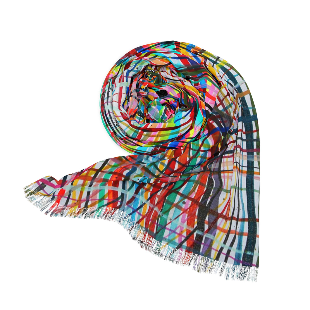 Watercolor Madras Plaid Stripe Scarf