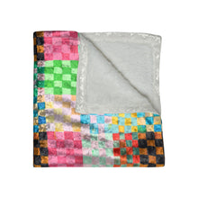 Load image into Gallery viewer, Pastel Checkerland Crushed Velvet Blanket
