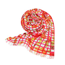 Load image into Gallery viewer, Watercolor Floral Plaid Lightweight Scarf
