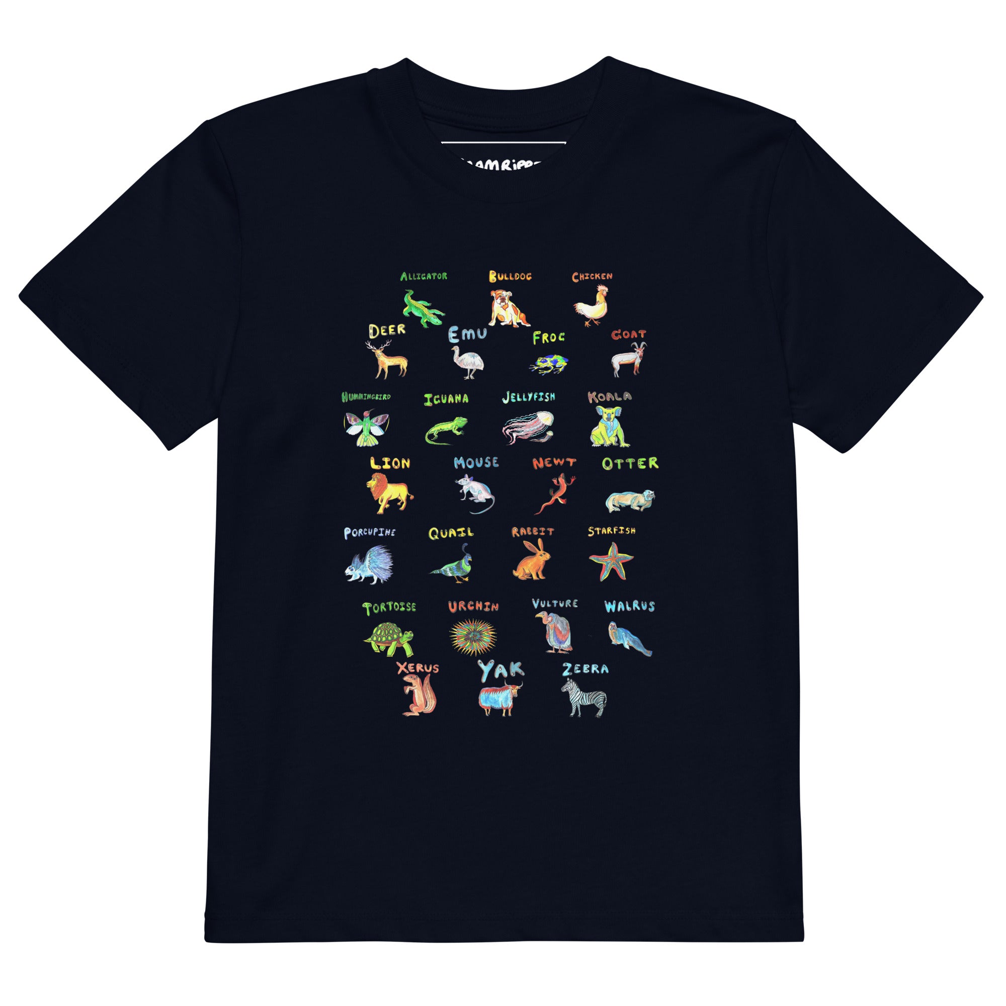 Animal A-Z Alphabet Organic cotton kids t-shirt