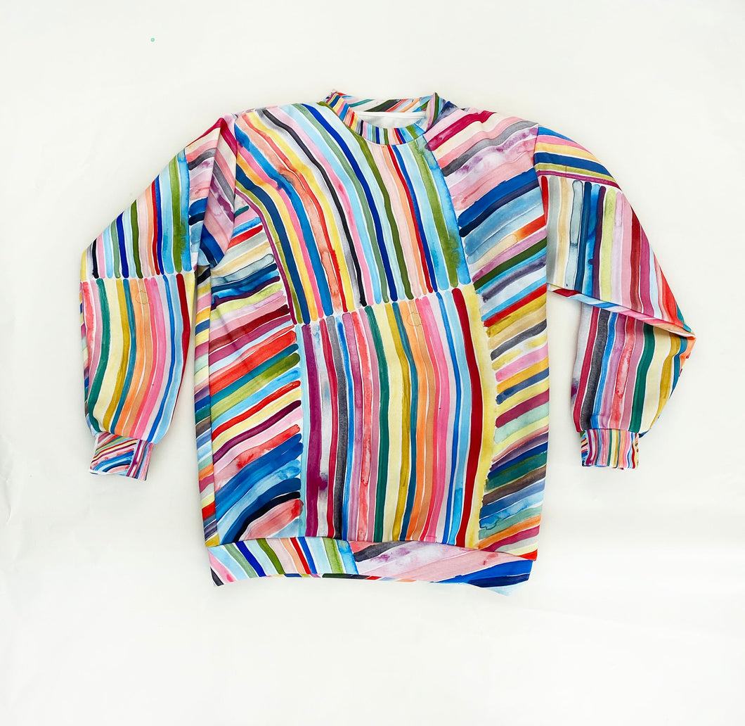 SAMPLE SALE Rainbow Stripes Crewneck Sweatshirt