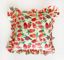 Load image into Gallery viewer, Strawberry Print Ruffle Pillow
